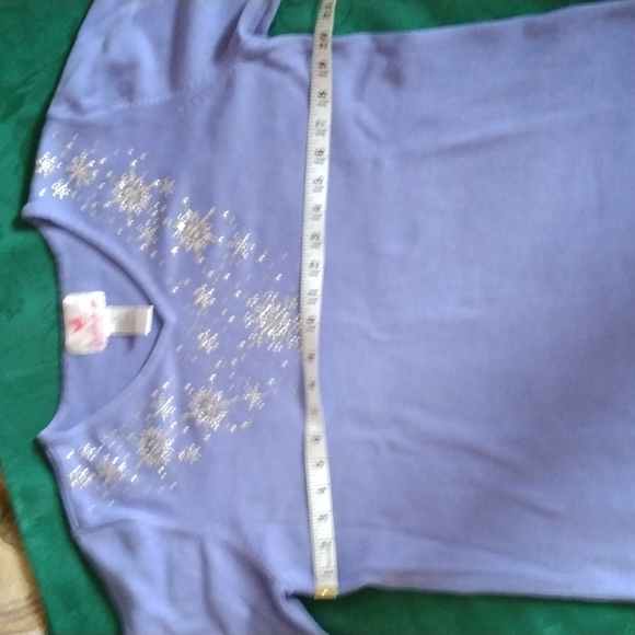 QUACKER FACTORY LAVENDER SNOWFLAKE STUDDED SWEATER - Picture 4 of 7